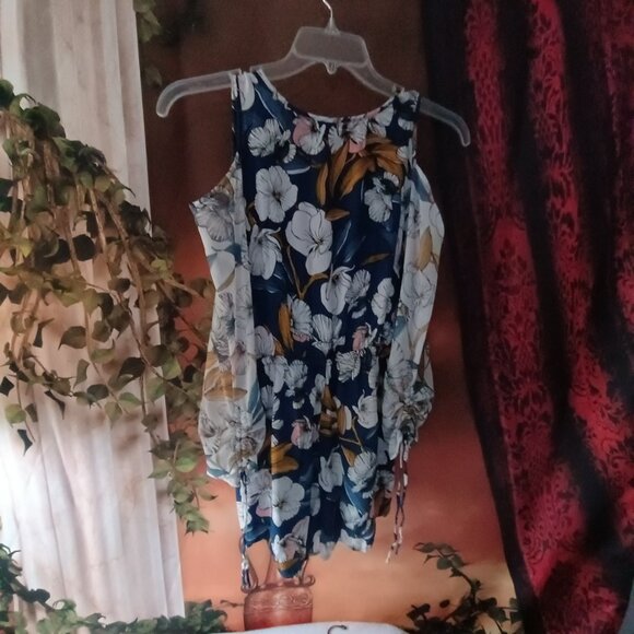 EUC: MINKPINK Sze. XS Multicolor Pacifico Floral Cold Shoulder Romper - Picture 2 of 4